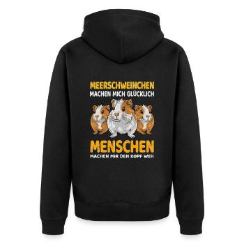 Meerschweinchen Spruch für einen Meerschweinchen - Unisex Premium Bio Zip Hoodie - Schwarz - Hinten - Nico (187cm)