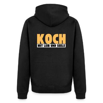 Koch mit Leib und Seele - Unisex Premium Bio Zip Hoodie - Schwarz - Hinten - Nico (187cm)