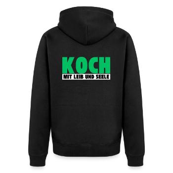 Koch mit Leib und Seele - Unisex Premium Bio Zip Hoodie - Schwarz - Hinten - Nico (187cm)