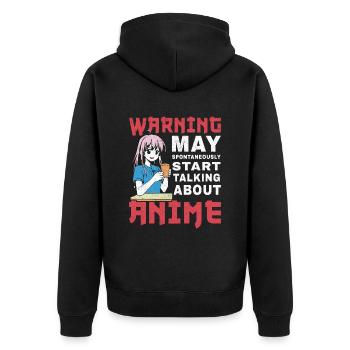 Anime Zitat Funny Anime Talk About Anime - Unisex Premium Bio Zip Hoodie - Schwarz - Hinten - Nico (187cm)