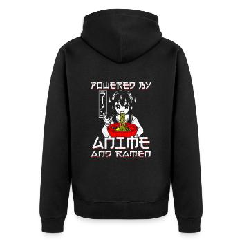 Anime & Ramen Ramen Anime Merchandise Geschenk - Unisex Premium Bio Zip Hoodie - Schwarz - Hinten - Nico (187cm)