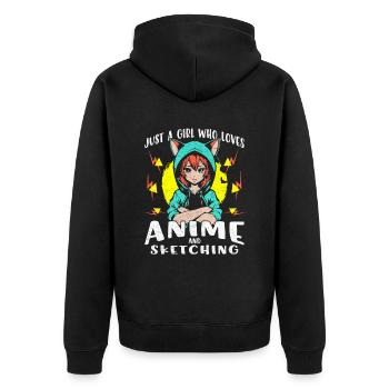 Juste une fille qui aime l’anime Anime Girl Anime Merch - Veste à capuche bio Premium Unisexe - noir - Dos - Nico (187cm)