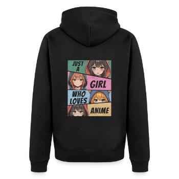 Anime Merch Juste Une Fille Qui Aime L’anime Anime Fille - Veste à capuche bio Premium Unisexe - noir - Dos - Nico (187cm)