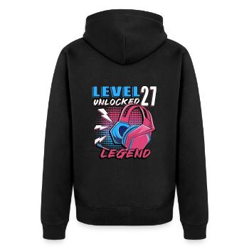 27e anniversaire Niveau 27 Joueur débloqué - Veste à capuche bio Premium Unisexe - noir - Dos - Nico (187cm)