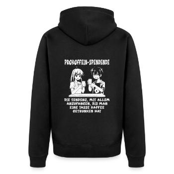 procaffeinating - Kaffee Manga Japanische Anime - Unisex Premium Bio Zip Hoodie - Schwarz - Hinten - Nico (187cm)