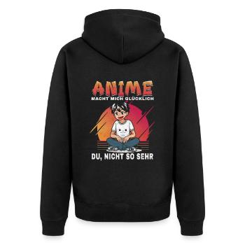 Anime makes me happy, you not so much - Unisex Premium Organic Zip Hoodie - black - Back - Nico (187cm)