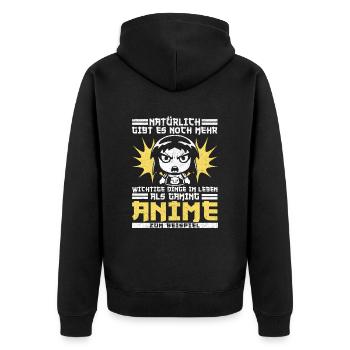 Anime More Important Things in Life Saying - Unisex Premium Organic Zip Hoodie - black - Back - Nico (187cm)