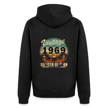 55. Geburtstag Jahrgang 1969 55 Jahre - Unisex Premium Bio Zip Hoodie - Schwarz - Hinten - Nico (187cm)