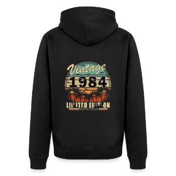 40th Birthday Vintage 1984 40 Years Gift - Unisex Premium Organic Zip Hoodie - black - Back - Nico (187cm)