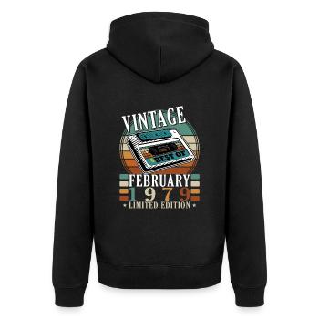 February 1979 Retro Original - Unisex Premium Organic Zip Hoodie - black - Back - Nico (187cm)