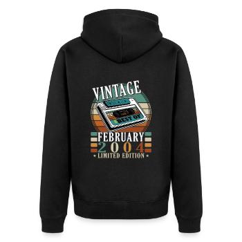 Geschenkidee Retro Im Februar 2004 - Unisex Premium Bio Zip Hoodie - Schwarz - Hinten - Nico (187cm)