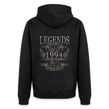 30 Jahre alt Baujahr 1994 Jahrgang Februar 1994 - Unisex Premium Bio Zip Hoodie - Schwarz - Hinten - Nico (187cm)
