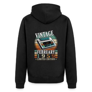Vintage Made In 1959 65 ans d’être génial - Veste à capuche bio Premium Unisexe - noir - Dos - Nico (187cm)