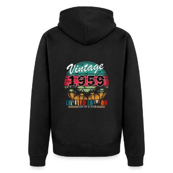 Millésime 1959 - rétro anniversaire disant 1959 - Veste à capuche bio Premium Unisexe - noir - Dos - Nico (187cm)