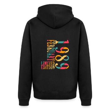Février 1989 | Février 1989 Anniversaire 1989 - Veste à capuche bio Premium Unisexe - noir - Dos - Nico (187cm)