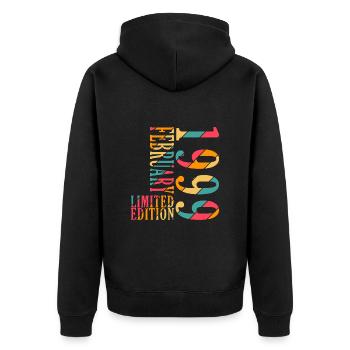Anniversaire février 1999. Cadeau février 1999. - Veste à capuche bio Premium Unisexe - noir - Dos - Nico (187cm)