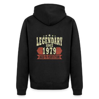 Legend 1979 Birthday legendary since 1979 - Unisex Premium Organic Zip Hoodie - black - Back - Nico (187cm)