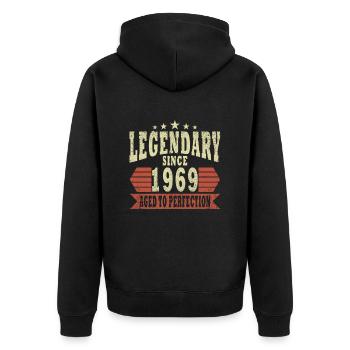 Legends sont nés en 1969 Anniversaire - Veste à capuche bio Premium Unisexe - noir - Dos - Nico (187cm)