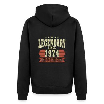 Légende 1974 Anniversaire Année de naissance 1974 Hommes - Veste à capuche bio Premium Unisexe - noir - Dos - Nico (187cm)