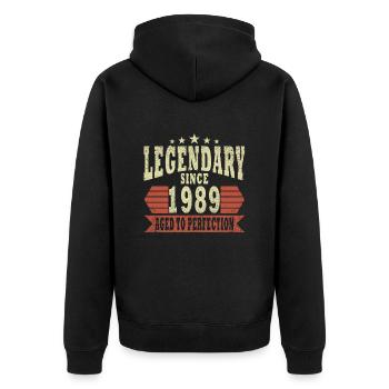 Legend 1989 Vintage - Unisex Premium Organic Zip Hoodie - black - Back - Nico (187cm)