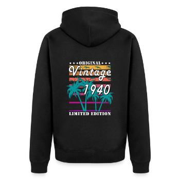 1940 ' s Vintage cadeau d’anniversaire des années 1940 - Veste à capuche bio Premium Unisexe - noir - Dos - Nico (187cm)