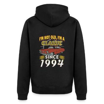 30. Geburtstag Mann Oldtimer Jahrgang 1994 - Unisex Premium Bio Zip Hoodie - Schwarz - Hinten - Nico (187cm)