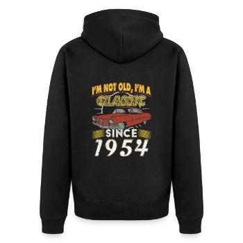 Cadeau d’anniversaire Vintage Vintage 1954 - Veste à capuche bio Premium Unisexe - noir - Dos - Nico (187cm)