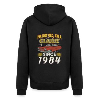 Vintage 1984 Vintage cadeau d’anniversaire - Veste à capuche bio Premium Unisexe - noir - Dos - Nico (187cm)