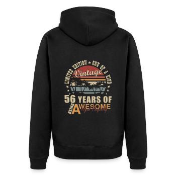 56 Jahre 56. Geburtstag Geschenk - Unisex Premium Bio Zip Hoodie - Schwarz - Hinten - Nico (187cm)