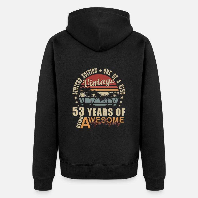 53. Geburtstag Geschenkidee 53 Jahre Alt Geschenk - Unisex Premium Bio Zip Hoodie - Schwarz