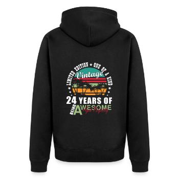 24. Geburtstag 24 Jahre Lustiger Spruch - Unisex Premium Bio Zip Hoodie - Schwarz - Hinten - Nico (187cm)