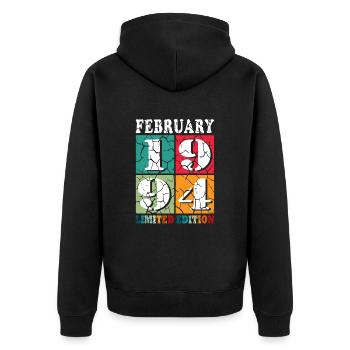 30.Geburtstag Awesome since Februar Jahrgang 1994 - Unisex Premium Bio Zip Hoodie - Schwarz - Hinten - Nico (187cm)