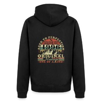 1996 - Jahrgang 1996 - Unisex Premium Bio Zip Hoodie - Schwarz - Hinten - Nico (187cm)