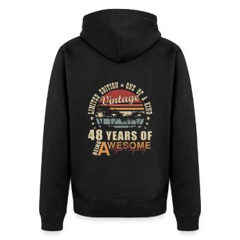 48. Geburtstag 48 Jahre Awesome Since 1976 - Unisex Premium Bio Zip Hoodie - Schwarz - Hinten - Nico (187cm)