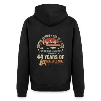 44 Jahre Awesome 44. Geburtstag - Unisex Premium Bio Zip Hoodie - Schwarz - Hinten - Nico (187cm)