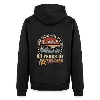 41 Birthday 41 years 41 years old 41 years old 41 years old - Unisex Premium Organic Zip Hoodie - black - Back - Nico (187cm)