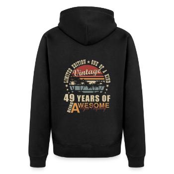 49. Geburtstag Geschenk Geschenkidee 49 Jahre - Unisex Premium Bio Zip Hoodie - Schwarz - Hinten - Nico (187cm)