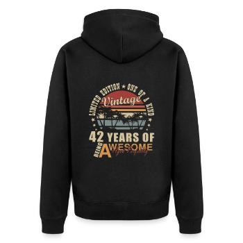 42ter 42 Jahre 42. Geburtstag Geschenk - Unisex Premium Bio Zip Hoodie - Schwarz - Hinten - Nico (187cm)