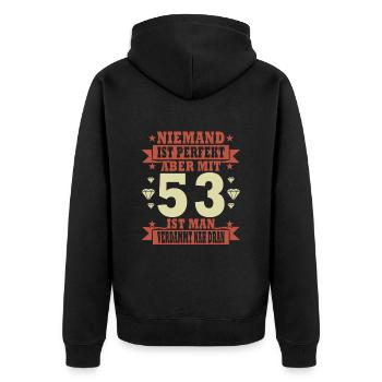 53 Jahre 53. Geburtstag lustiger Spruch Geschenk - Unisex Premium Bio Zip Hoodie - Schwarz - Hinten - Nico (187cm)