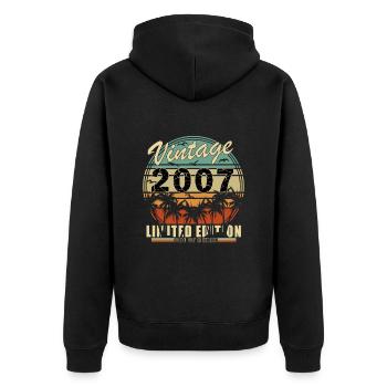 Retro 2007 Vintage Geschenk 17. Jubiläum 17 Jahre - Unisex Premium Bio Zip Hoodie - Schwarz - Hinten - Nico (187cm)