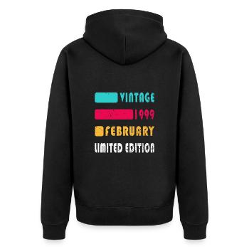 25e anniversaire Original Février Année 1999 - Veste à capuche bio Premium Unisexe - noir - Dos - Nico (187cm)