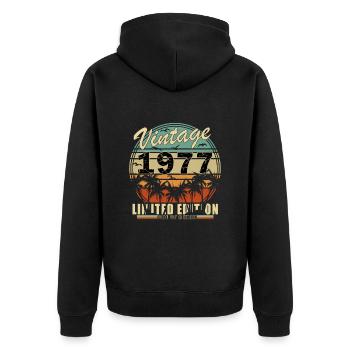 Unique 1977 Vintage Retro Design - Unisex Premium Organic Zip Hoodie - black - Back - Nico (187cm)