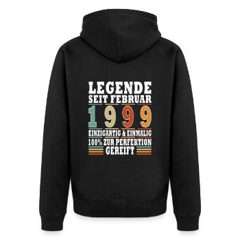 Februar 1999 Geburtstag Februar 1999 Februar - Unisex Premium Bio Zip Hoodie - Schwarz - Hinten - Nico (187cm)