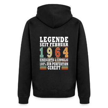 Februar 1964 Geburtstag Februar 1964 Februar - Unisex Premium Bio Zip Hoodie - Schwarz - Hinten - Nico (187cm)