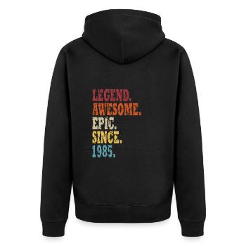 39 Jahre Jahrgang 1985 Jahrgang 1985 - Unisex Premium Bio Zip Hoodie - Schwarz - Hinten - Nico (187cm)