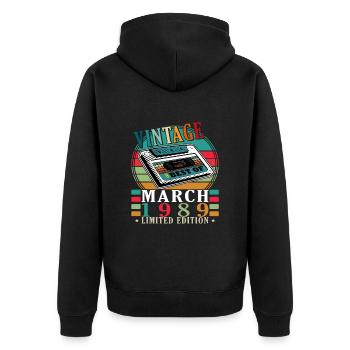March 1989 Anniversary March 1989 March - Unisex Premium Organic Zip Hoodie - black - Back - Nico (187cm)