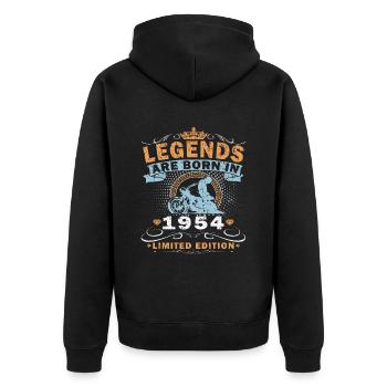 Motorcycle Year 1954 Biker 70 Years Anniversary - Unisex Premium Organic Zip Hoodie - black - Back - Nico (187cm)
