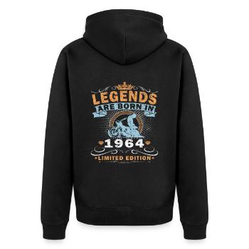 Motorcycle built in 1964 Biker 60 years anniversary - Unisex Premium Organic Zip Hoodie - black - Back - Nico (187cm)