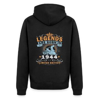 Motorcycle built in 1944 Biker 80 years anniversary - Unisex Premium Organic Zip Hoodie - black - Back - Nico (187cm)