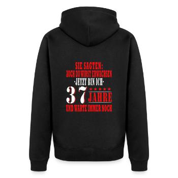 37 Jahre Geburtstagsgeschenk 37 Jahre - Unisex Premium Bio Zip Hoodie - Schwarz - Hinten - Nico (187cm)